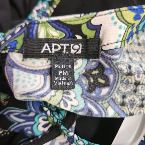 APT 9 sleeveless A-line geometric print midi dress blue green black size MP - Picture 6 of 6